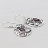 Garnet & Peridot Silver Earrings