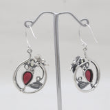 Garnet & Peridot Silver Earrings