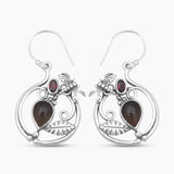 Garnet & Peridot Silver Earrings