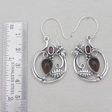 Garnet & Peridot Silver Earrings