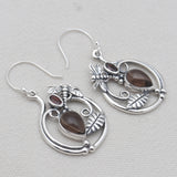 Garnet & Peridot Silver Earrings