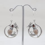 Garnet & Peridot Silver Earrings