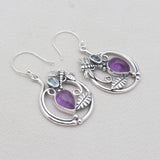 Garnet & Peridot Silver Earrings