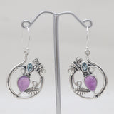 Garnet & Peridot Silver Earrings
