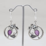 Garnet & Peridot Silver Earrings