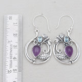 Garnet & Peridot Silver Earrings