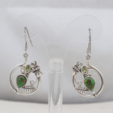 Natural Green Copper Turquoise Silver Earrings