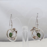 Natural Green Copper Turquoise Silver Earrings