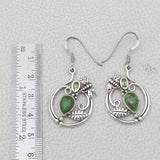 Natural Green Copper Turquoise Silver Earrings