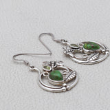 Natural Green Copper Turquoise Silver Earrings