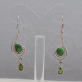 Green Copper Turquoise Silver Earrings