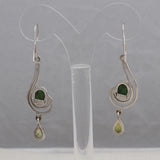 Green Copper Turquoise Silver Earrings