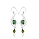 Green Copper Turquoise Silver Earrings