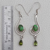 Green Copper Turquoise Silver Earrings