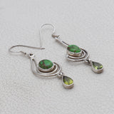 Green Copper Turquoise Silver Earrings