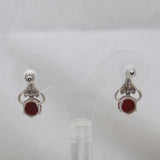 Natural Red Jasper Coral Silver Earrings