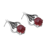 Natural Red Jasper Coral Silver Earrings