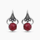 Natural Red Jasper Coral Silver Studs Earrings