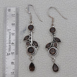 Natural Smoky Quartz Silver Earrings