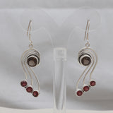 Smoky Quartz & Garnet Silver Earring