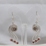 Smoky Quartz & Garnet Silver Earring