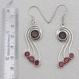 Smoky Quartz & Garnet Silver Earring