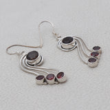 Smoky Quartz & Garnet Silver Earring