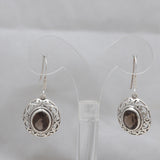 Natural Smoky Quartz Silver Earrings