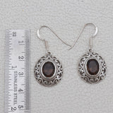 Natural Smoky Quartz Silver Earrings