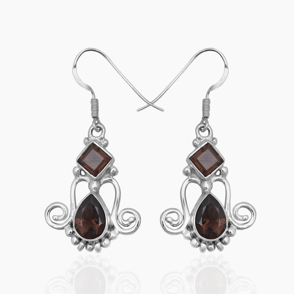 Smoky Quartz Silver Earrings