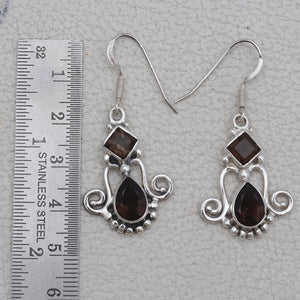 Smoky Quartz Silver Earring
