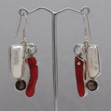 Red Coral Silver Earrings