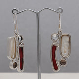 Red Coral Silver Earrings