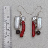 Red Coral Silver Earrings