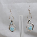 Natural Larimar Silver Earrings