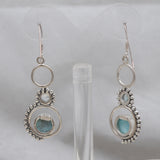 Natural Larimar Silver Earrings