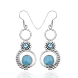 Natural Larimar Silver Earrings