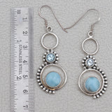 Natural Larimar Silver Earrings