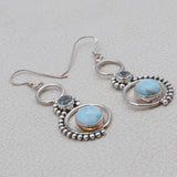 Natural Larimar Silver Earrings