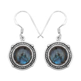 Natural Labradorite Silver Earrings