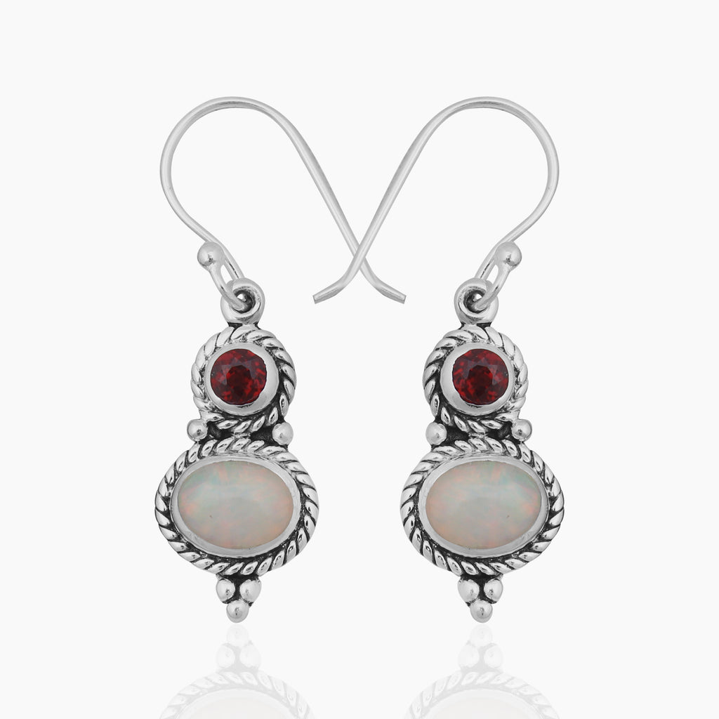 Natural Ethiopian Opal Silver Earrings