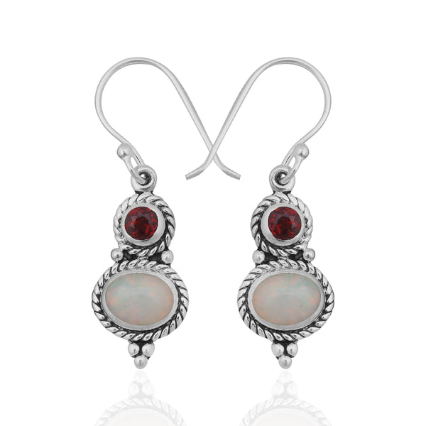 Natural Ethiopian Opal Silver Earrings