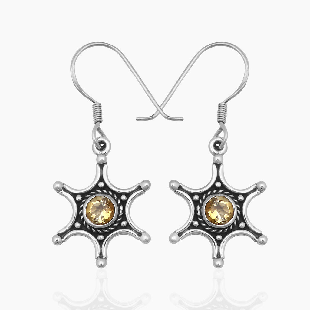 Natural Citrine Silver Earrings