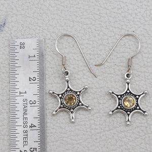 Natural Citrine Silver Earrings