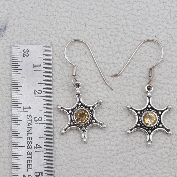 Natural Citrine Silver Earrings