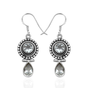 Natural  Green Amethyst Silver Earrings