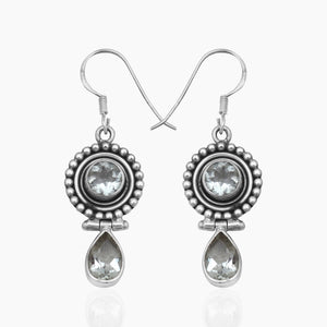 Natural Green Amethyst Silver Earrings