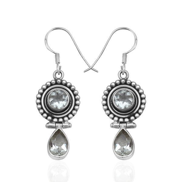 Natural  Green Amethyst Silver Earrings