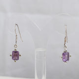 Natural Amethyst Silver Earrings