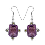 Natural Amethyst Silver Earrings